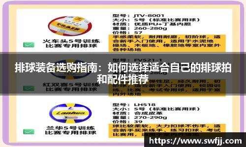 排球装备选购指南：如何选择适合自己的排球拍和配件推荐